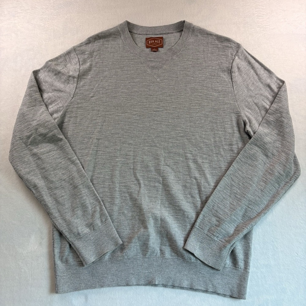 Red Ale By Alesbury Crew Neck Mens 100% Cotton Long Sleeve Pullover Gray Large
